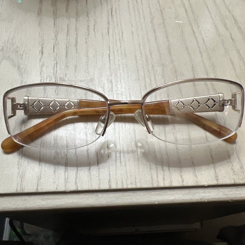 Elizabeth Arden EA1082A Gold Rectangle Women Semi Rimless 51-17-130 Eyeglasses